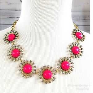 J. Crew statement necklace coral and crystals
